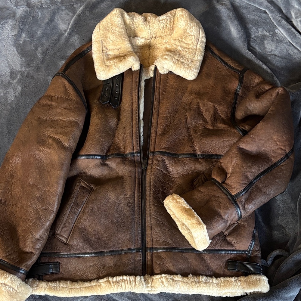 Men's Shearling Leather Aviator Jacket